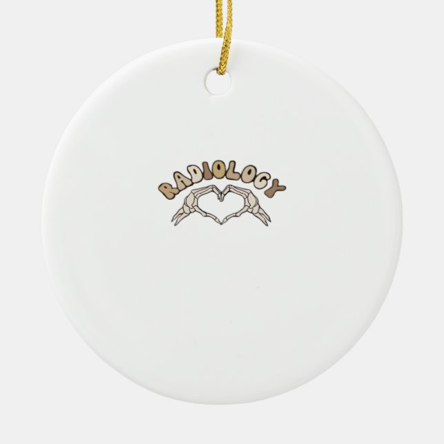 Radiology Skeleton Heart Hands Classic Ceramic Tree Decoration (Front)