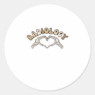 Radiology Skeleton Heart Hands Classic Style Round Sticker
