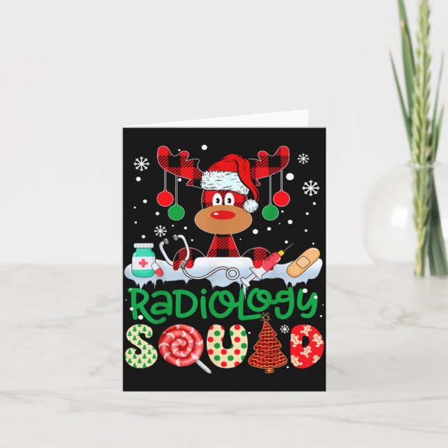 Radiology Squad Nurse Reindeer Buffalo Red Plaid C Card (Front)