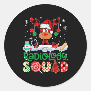 Radiology Squad Nurse Reindeer Buffalo Red Plaid C Classic Round Sticker