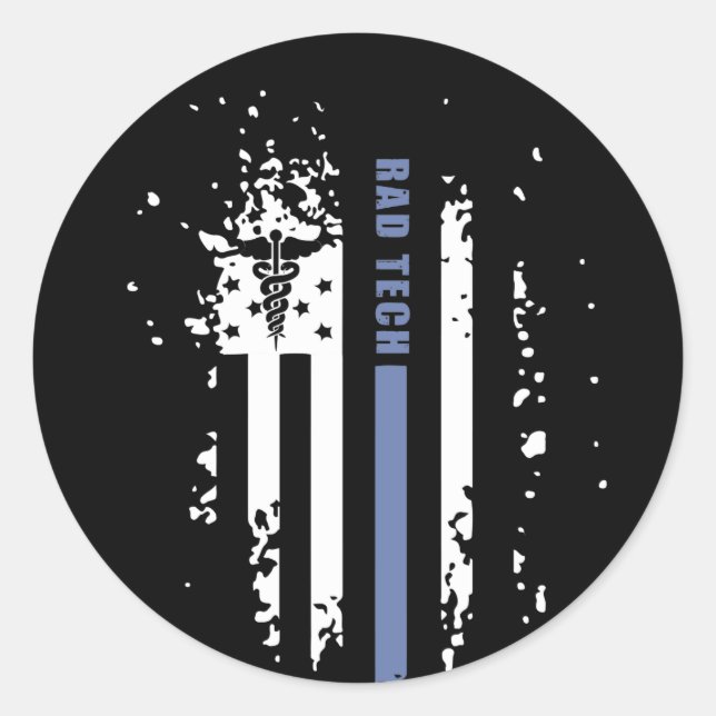 Radiology Tech American Blue Line Flag Classic Round Sticker (Front)