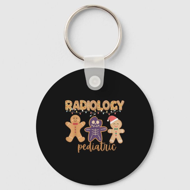 Radiology Tech Paediatrics Christmas Gingerbread M Key Ring (Front)