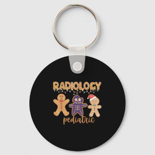Radiology Tech Pediatric Christmas Gingerbread Man Key Ring