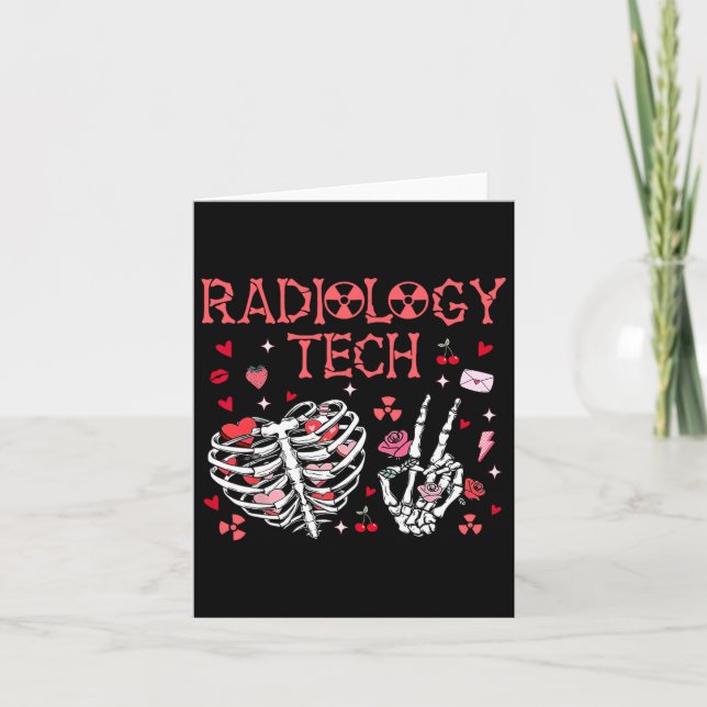 Radiology Tech Rib Cage Skeleton Hand Valentine X- Card (Front)