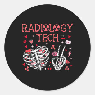 Radiology Tech Rib Cage Skeleton Hand Valentine X- Classic Round Sticker