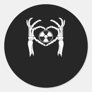 Radiology X-Ray Tech Heart Shaped Skeleton Hands D Classic Round Sticker