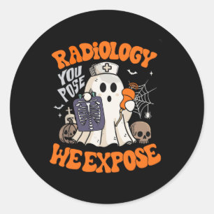 Radiology You Pose We Expose Retro Halloween Xray Classic Round Sticker