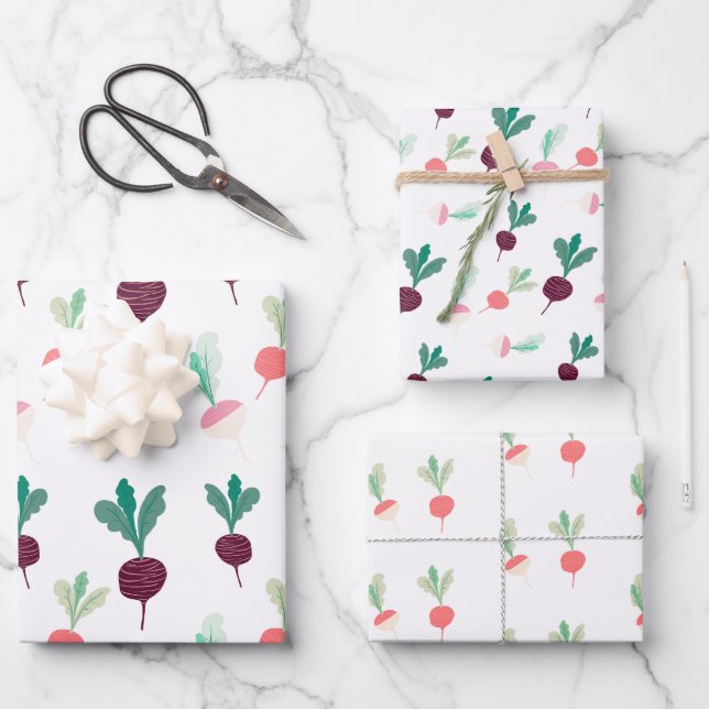 Radish, Beet Wrapping Paper Set of 3 (Front)