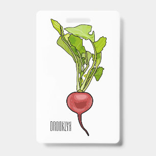 Radish cartoon illustration ID badge