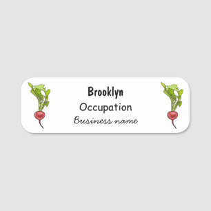 Radish cartoon illustration name tag