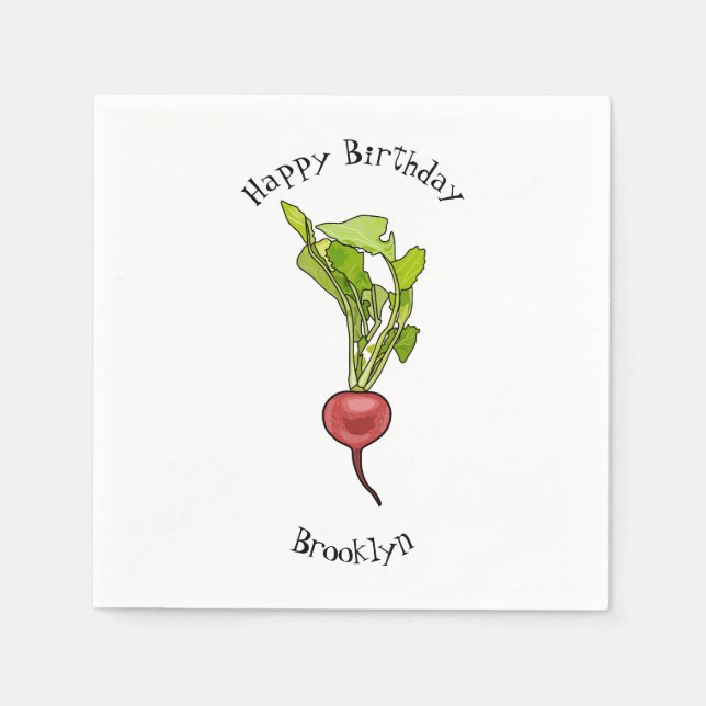 Radish cartoon illustration napkin (Front)
