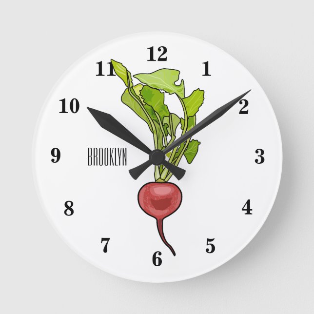 Radish cartoon illustration round clock (Front)