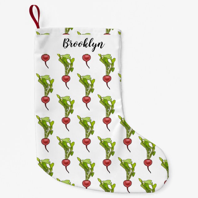 Radish cartoon illustration small christmas stocking (Front)