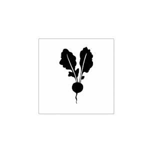 Radish Gardening Vegetable Rustic Lino-cut Style Rubber Stamp