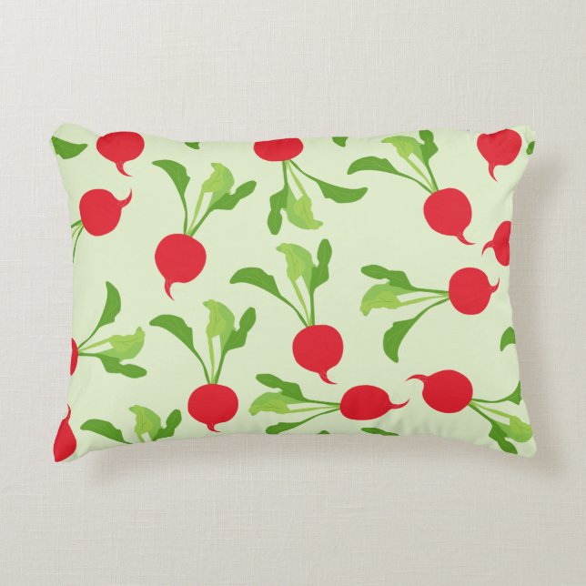 Radish Red Green Pattern Decorative Cushion (Front)