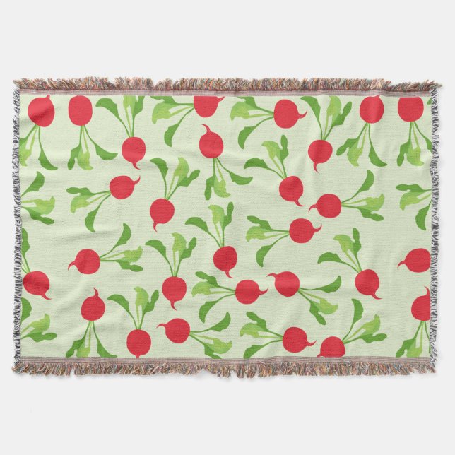 Radish Red Green Pattern Throw Blanket (Front)