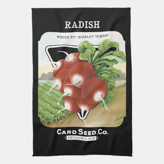 Radish Seed Packet Label Tea Towel (Vertical)