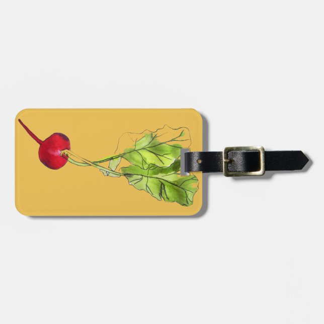 Radish vegetable watercolour illustration art luggage tag (Front Horizontal)
