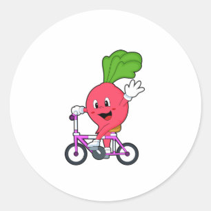 Radish with Bicycle Classic Round Sticker