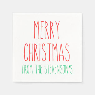RAE DUNN Inspired Merry Christmas personalized Napkin
