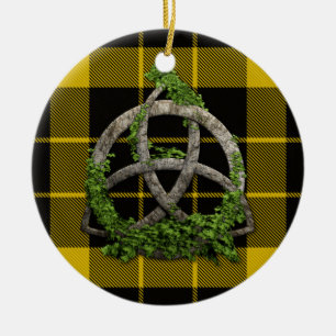 Raeburn Tartan And Celtic Trinity Knot Ceramic Tree Decoration