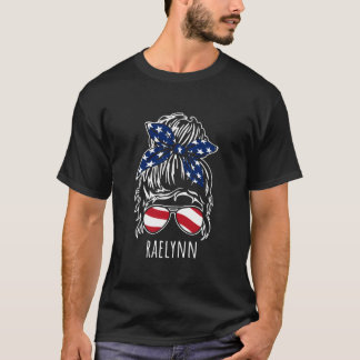 Raelynn Messy Hair Bun with USA Ribbon Sunglasses  T-Shirt