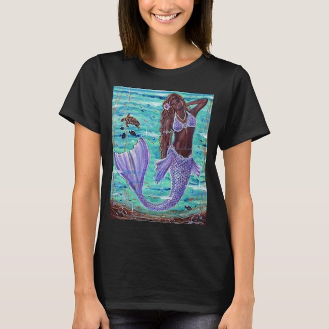 Raeni Mermaid with sea turtle by Renee Lavoie  T-Shirt (Front)