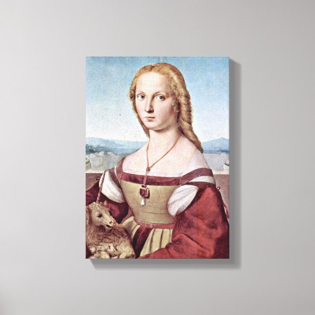 Raffael - Portrait of Young Woman with Unicorn Canvas Print (Front)