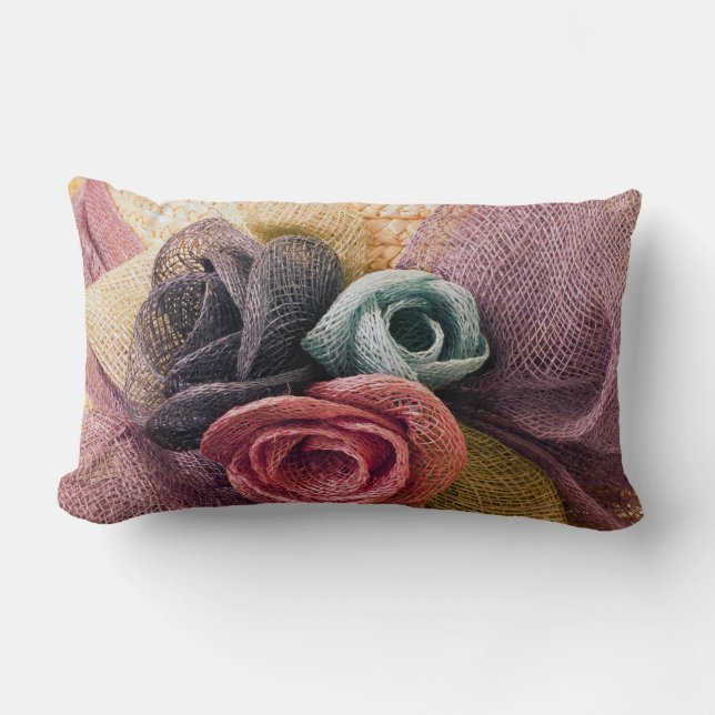 Raffia Roses  Lumbar Cushion (Front)