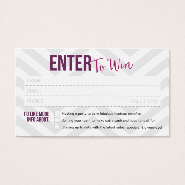 Raffle Ticket / Door Prize Business Cards (Front)