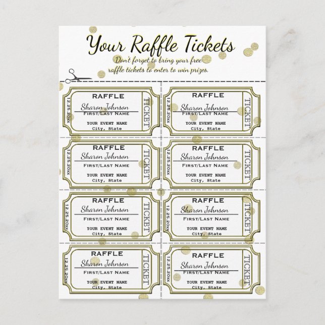 Raffle Tickets Golden Confetti Postcard (Front)