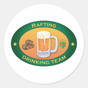 Rafting Drinking Team Classic Round Sticker