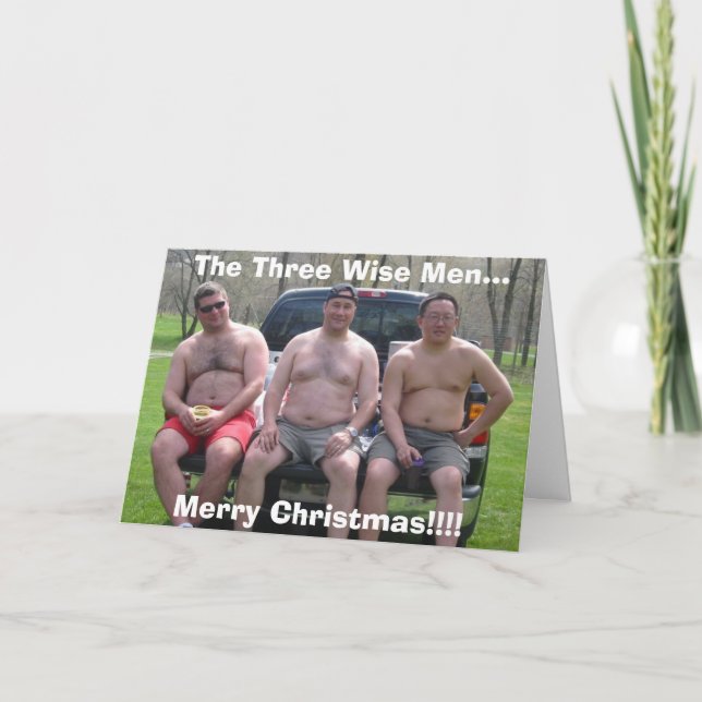Rafting, Merry Christmas!!!!, The Three Wise Me... Holiday Card (Front)