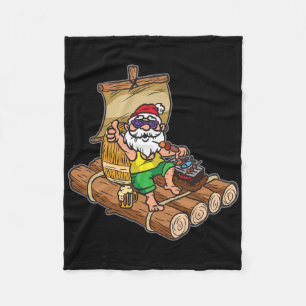 Rafting Santa Claus Christmas In July Party For Me Fleece Blanket