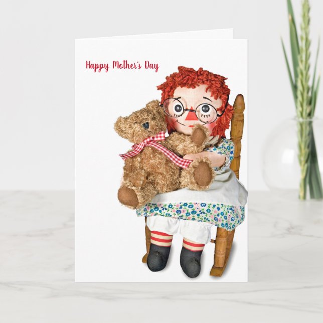 Rag doll and teddy bear Mother's Day Card (Front)