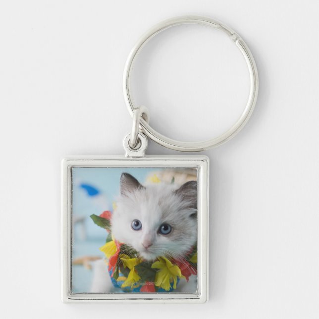 Rag Doll Kitten and Summer Vacation Key Ring (Front)
