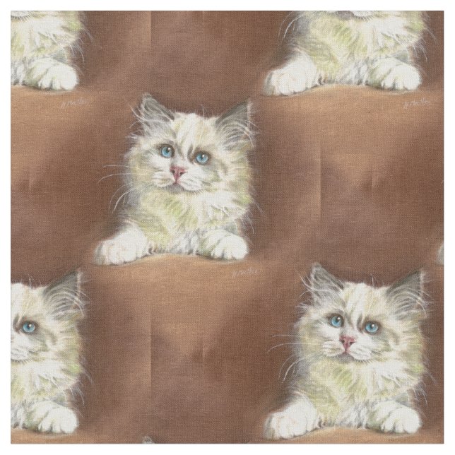 Rag Doll Kitten art Fabric (Close Up)