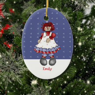 Rag Doll Oval Christmas Ornament