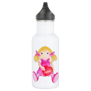 Rag doll Watercolor art name heart drinks bottle