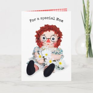 Rag Doll with Daisy Bouquet for Mum Card