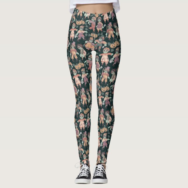 Rag Doll Zombies Halloween Leggings (Front)
