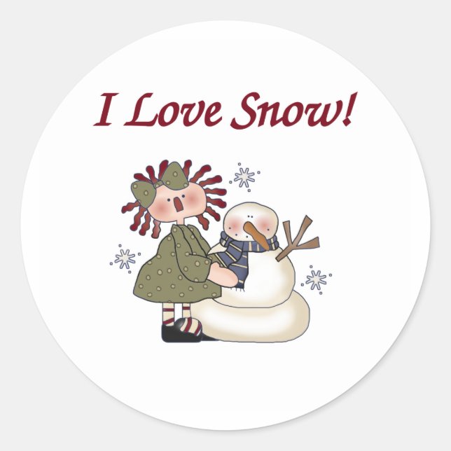 Ragdoll and Snowman Classic Round Sticker (Front)