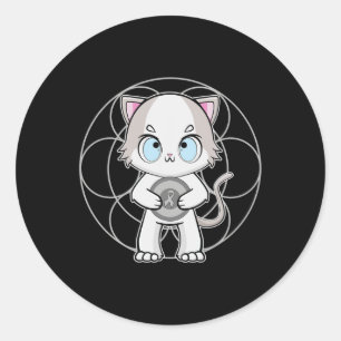 Ragdoll Cat Anime Kitten Dyslexia Awareness  Classic Round Sticker