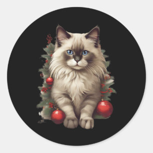 Ragdoll Cat Christmas Byubles  Classic Round Sticker