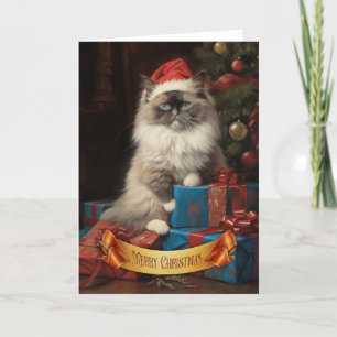 Ragdoll cat Christmas greeting card
