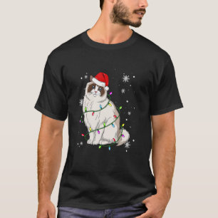 Ragdoll Cat Christmas Lights Christmas Cat Santa h T-Shirt