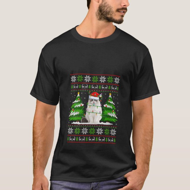 Ragdoll Cat Christmas Lights Xmas Ugly Sweater Chr (Front)