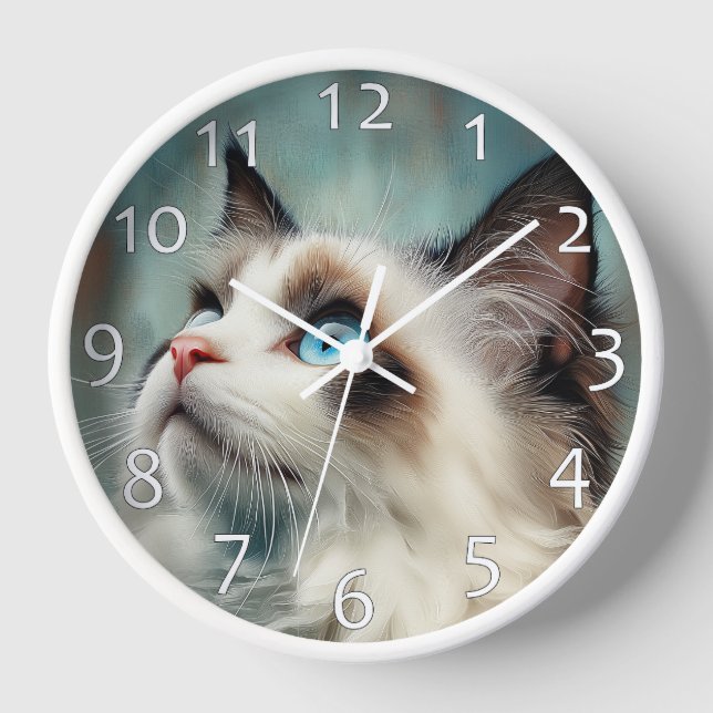 Ragdoll cat clock (Front)