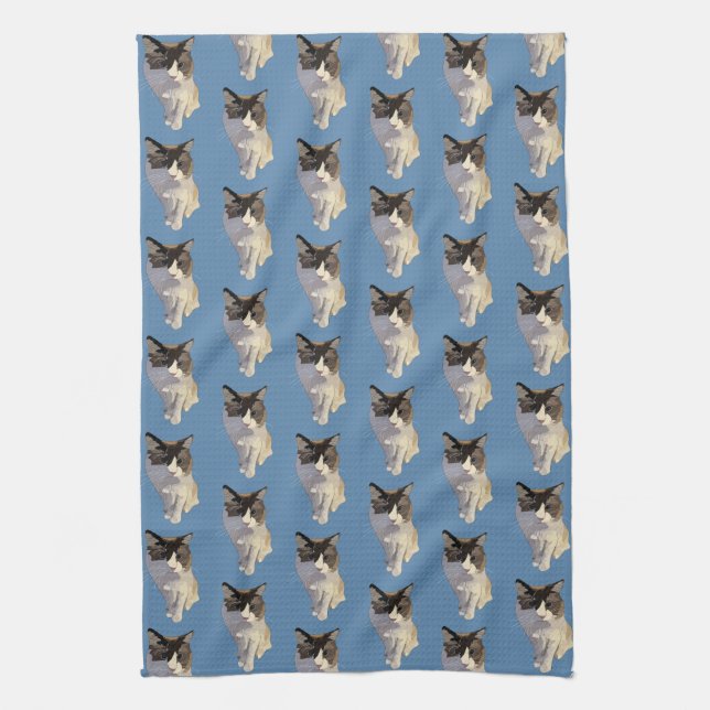 Ragdoll cat, Dusty Blue Tea Towel (Vertical)