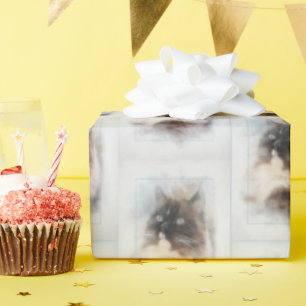 Ragdoll Cat in Abstract Frame Wrapping Paper